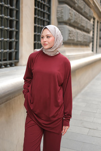 Kaftan Basic Takım Bordo
