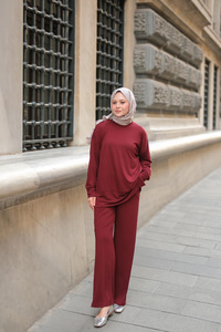 Kaftan Basic Takım Bordo