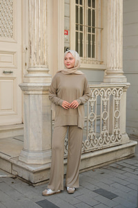 Kaftan Basic Takım Krem
