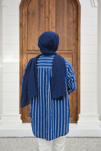 Kalın Çizgili Detay Gömlek Mavi