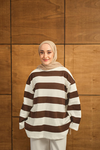 Kalın Çizgili Sweat Kahverengi