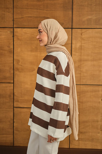 Kalın Çizgili Sweat Kahverengi