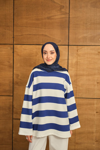 Kalın Çizgili Sweat Lacivert