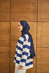 Kalın Çizgili Sweat Lacivert