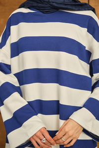 Kalın Çizgili Sweat Lacivert