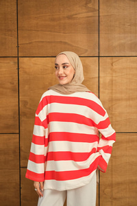 Kalın Çizgili Sweat Turuncu