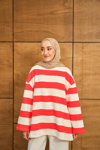 Kalın Çizgili Sweat Turuncu