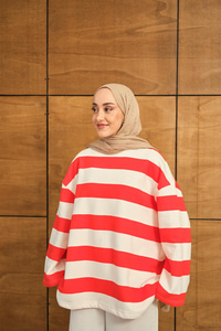 Kalın Çizgili Sweat Turuncu