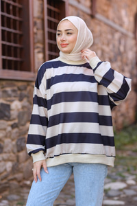 Kalın Çizgili Tunik Füme