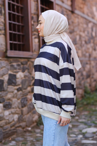 Kalın Çizgili Tunik Füme