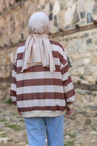 Kalın Çizgili Tunik Kahverengi