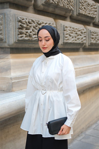 Kalp Aksesuarlı Gömlek BEYAZ