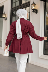 Kalp Aksesuarlı Gömlek Bordo