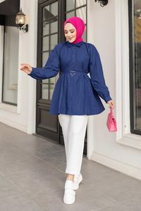 Kalp Aksesuarlı Gömlek  Lacivert