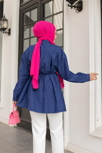 Kalp Aksesuarlı Gömlek  Lacivert