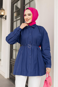 Kalp Aksesuarlı Gömlek  Lacivert