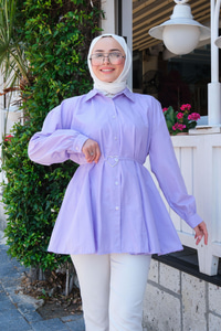 Kalp Aksesuarlı Gömlek LILA