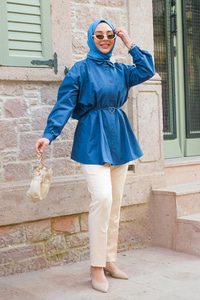 Kalp Aksesuarlı Gömlek SAX MAVI