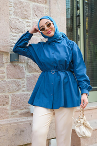 Kalp Aksesuarlı Gömlek SAX MAVI