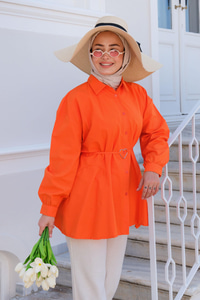 Kalp Aksesuarlı Gömlek TURUNCU