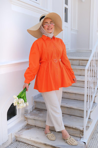 Kalp Aksesuarlı Gömlek TURUNCU