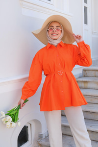 Kalp Aksesuarlı Gömlek TURUNCU