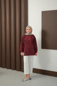 Kalp Detaylı Tunik Bordo
