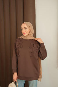 Kalp Detaylı Tunik Kahverengi