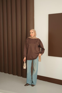 Kalp Detaylı Tunik Kahverengi