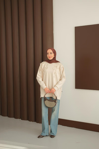 Kalp Detaylı Tunik Krem