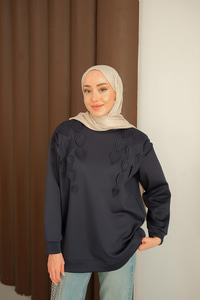 Kalp Detaylı Tunik Lacivert