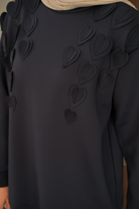 Kalp Detaylı Tunik Lacivert