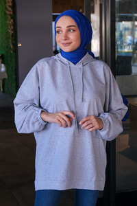 Uygun Fiyatlı KANGURU CEP KAPSONLU TUNIK GRI | Loccomoda.com 