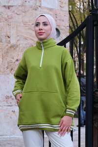 Kanguru Cep Sweat Fıstık Yeşil