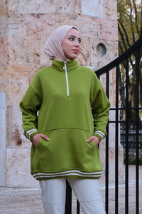 Kanguru Cep Sweat Fıstık Yeşil