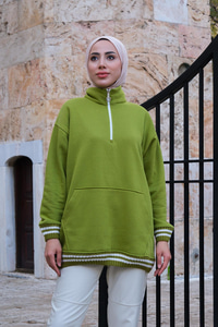 Kanguru Cep Sweat Fıstık Yeşil