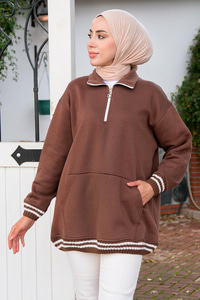 Kanguru Cep Sweat Kahverengi