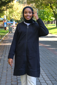 Uygun Fiyatlı KANGURU CEPLI FERMUARLI HIRKA SIYAH | Loccomoda.com 