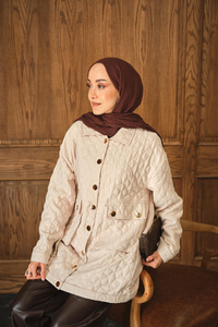 Kapitone Desen Gold Düğme Detay Ceket Taş