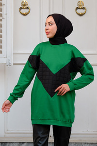 Kapitone Desenli Sweat Yeşil