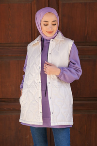 Uygun Fiyatlı KAPITONE YELEK  KREM | Loccomoda.com 