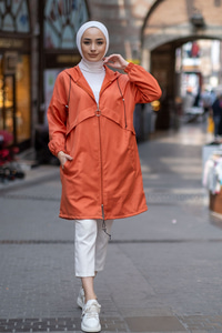 Uygun Fiyatlı KAPSONLU FERMUARLI YAGMURLUK  ORANJ | Loccomoda.com 