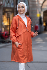 Uygun Fiyatlı KAPSONLU FERMUARLI YAGMURLUK  ORANJ | Loccomoda.com 