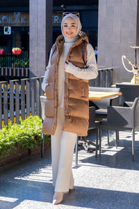 Uygun Fiyatlı KAPSONLU SISME YELEK CAMEL | Loccomoda.com 