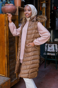 Uygun Fiyatlı KAPSONLU SISME YELEK KAHVERENGI | Loccomoda.com 