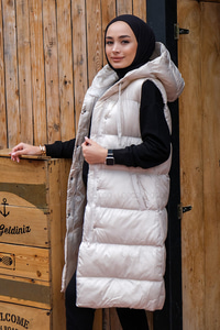 Uygun Fiyatlı KAPSONLU SISME YELEK KREM | Loccomoda.com 