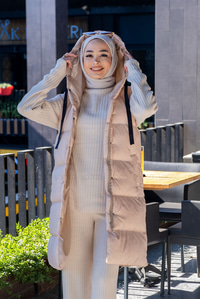 Uygun Fiyatlı KAPSONLU SISME YELEK KREM | Loccomoda.com 