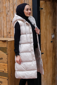 Uygun Fiyatlı KAPSONLU SISME YELEK KREM | Loccomoda.com 