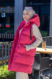 Uygun Fiyatlı KAPSONLU SISME YELEK PEMBE | Loccomoda.com 