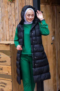 Uygun Fiyatlı KAPSONLU SISME YELEK SIYAH | Loccomoda.com 
